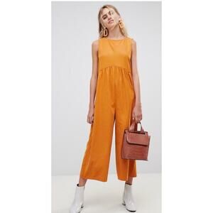 ASOS Minimal Jumpsuit with Ruching Detail and Keyhole Back in Mustard, 2